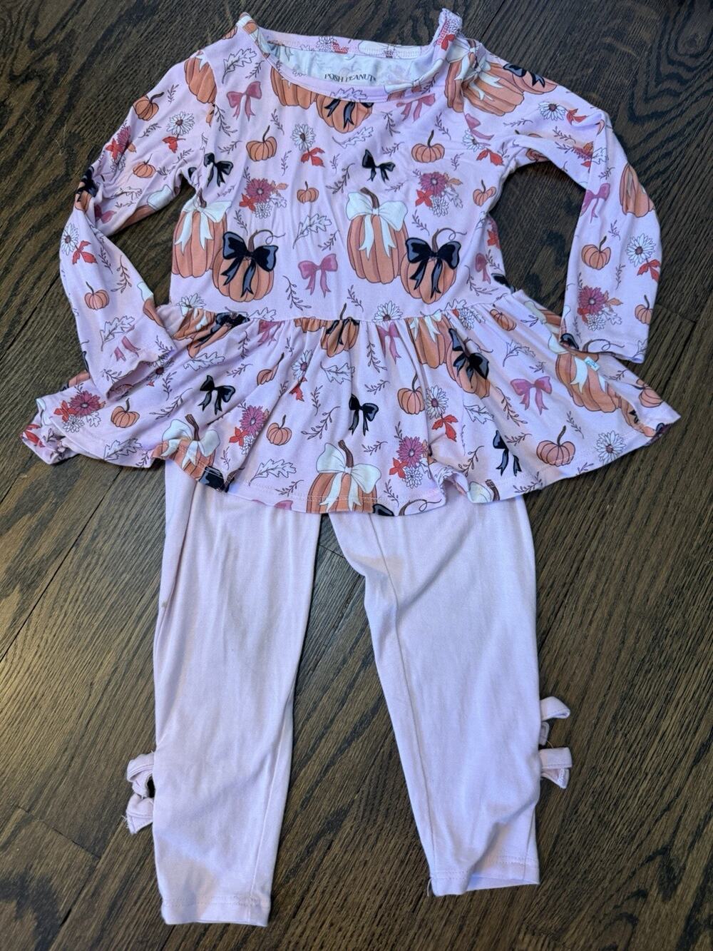 Posh Peanut 2 Piece Pink Pumpkin Baby Girl Set Bamboo 18-24 Months